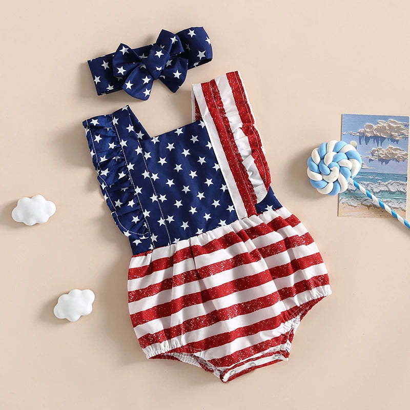 Citgeett Summer Independence Day Infant Baby Girl Outfits Sleeveless