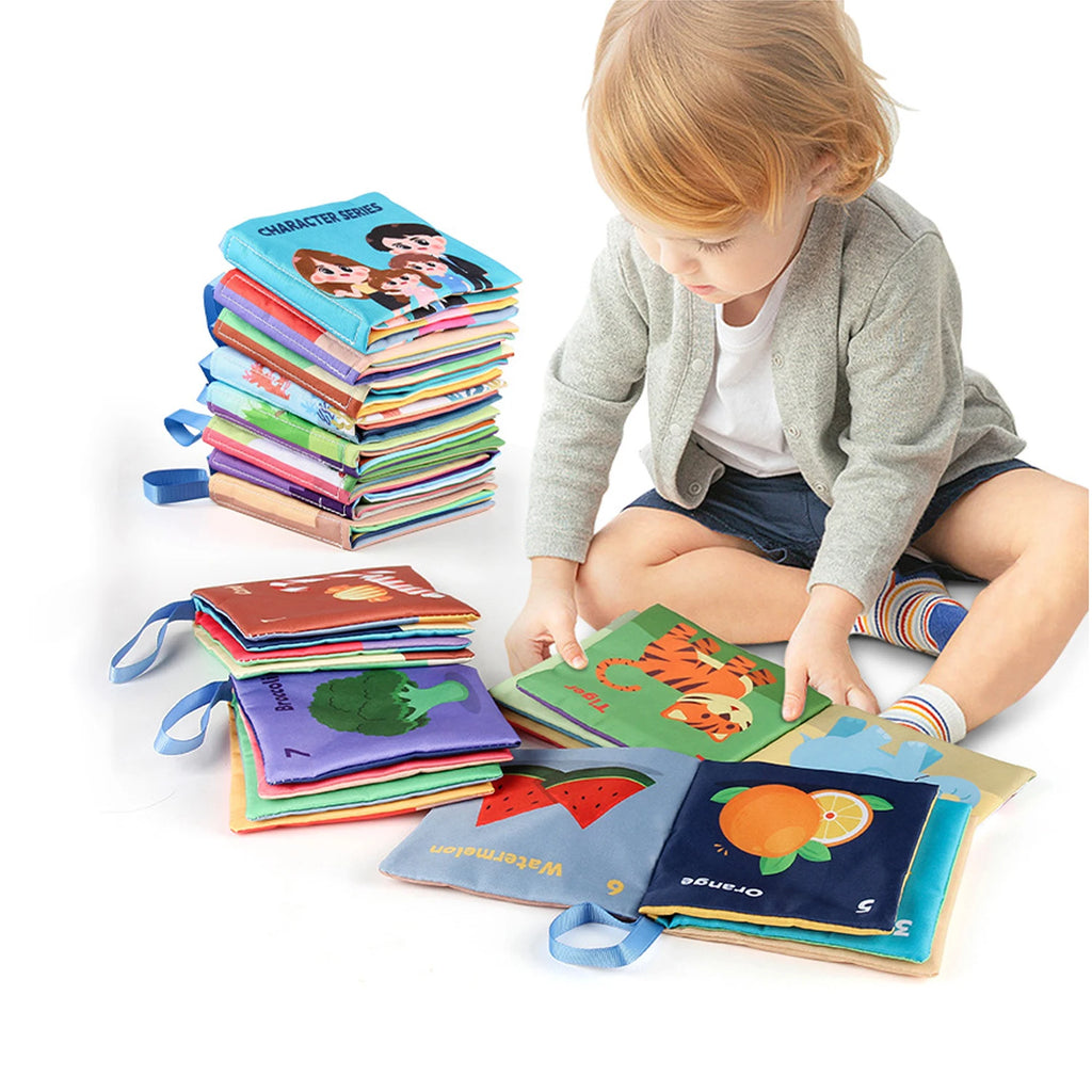 Soft Baby Books Toy Montessori 3D Touch Feel High Contrast Cloth Book