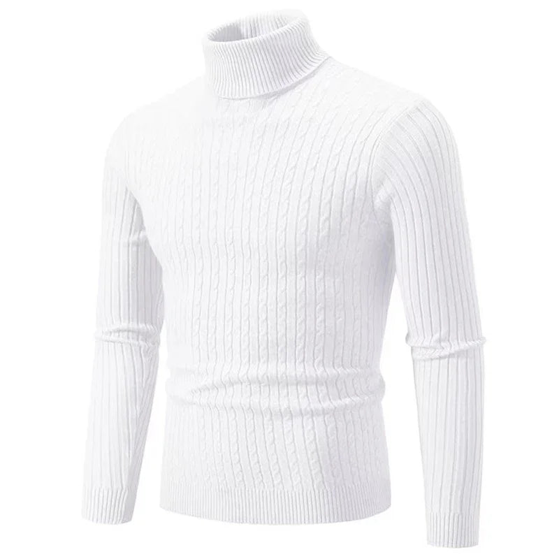 2026 New Men's High Neck Sweater Solid Color Pullover Knitted Warm Casual Turtleneck Sweatwear Woolen Mens Winter Outdoor Tops