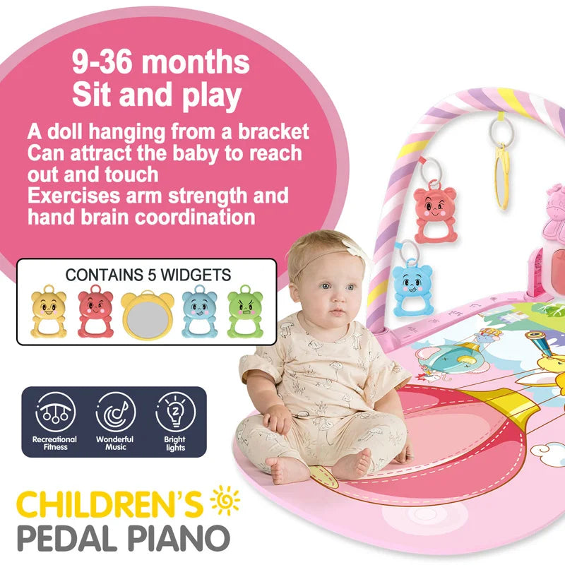 Baby Fitness Stand Music Play Gym Activity Toy Newborn Piano Crawling