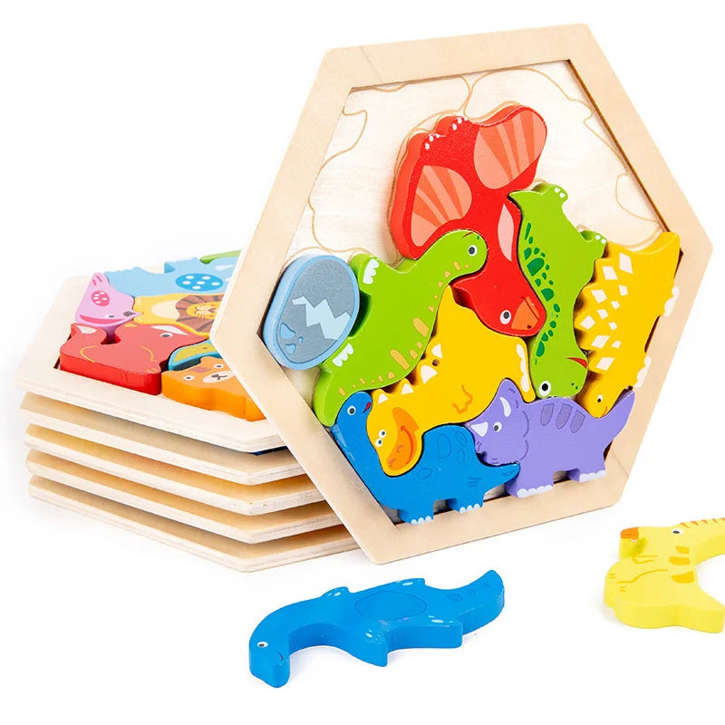 Baby Toy Wooden jigsaw Puzzle Creative 3D Puzzle 's Intelligence