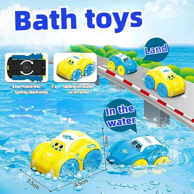 Baby Bath Toy Amphibious Cars Bathroom Floating Clockwork Toy Car