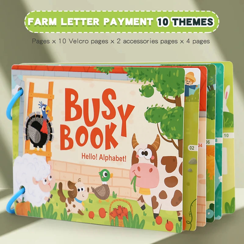 Montessori Scene Stickers DIY Hand-on Puzzle Reusable Books Cartoon