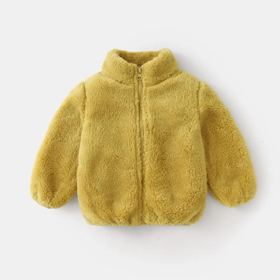 Solid Color Fashion Children Plush Coat Autumn Winter Warm Baby Girl