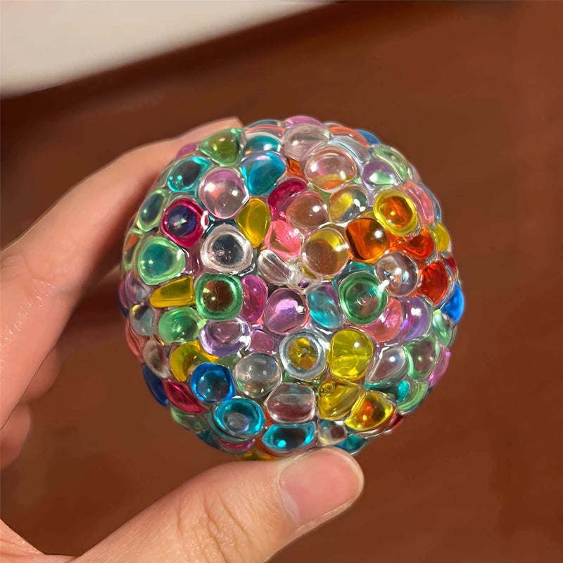 Fidget Ice Cube Colored Beads Squeeze Squishy Balls Hand Exercise