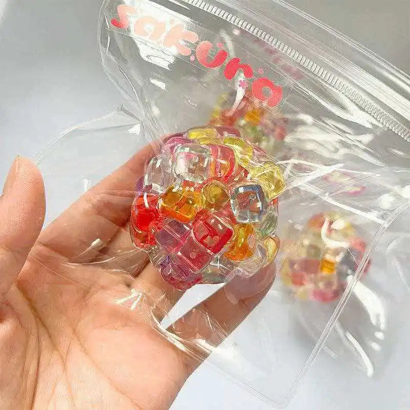 Fidget Ice Cube Colored Beads Squeeze Squishy Balls Hand Exercise