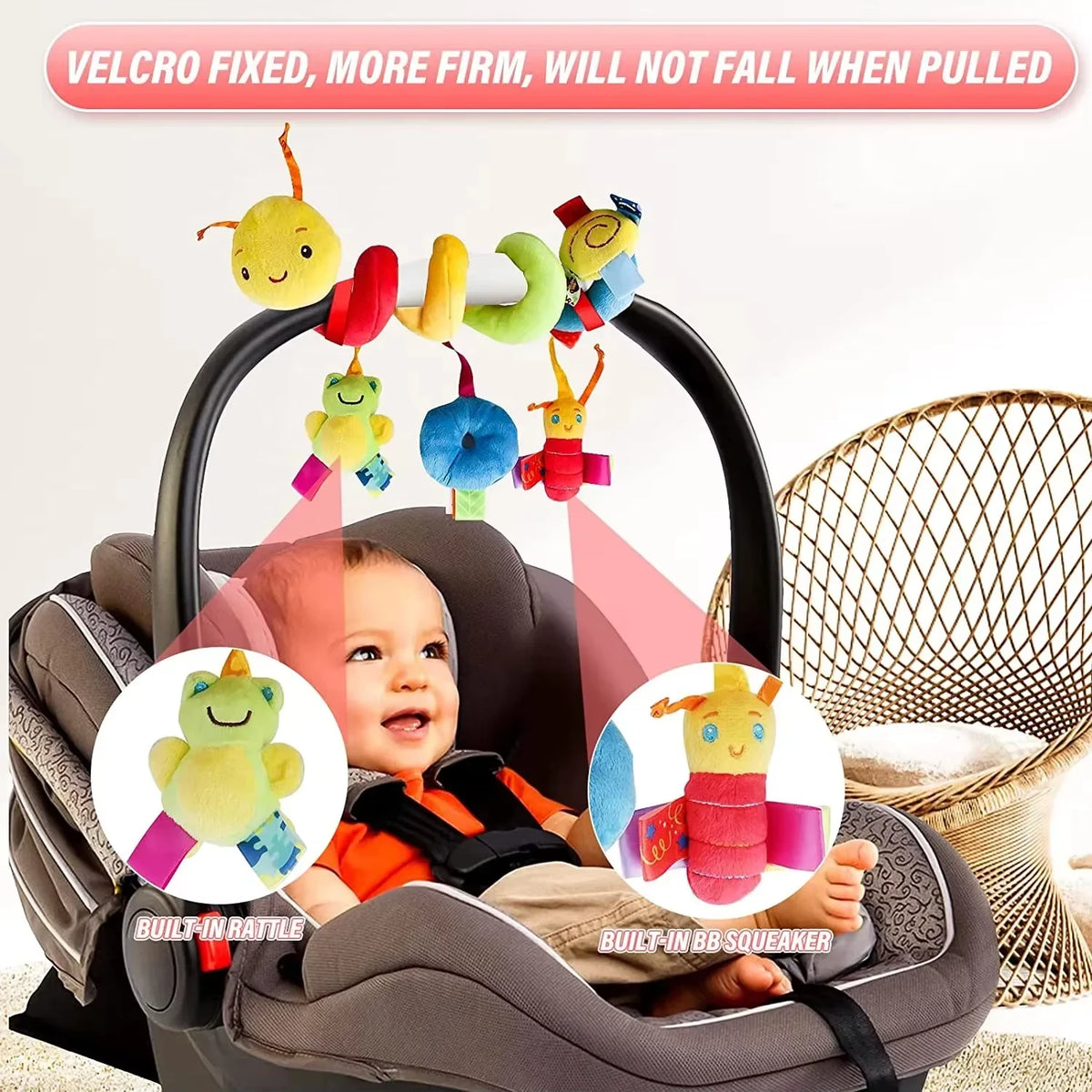 Baby Crib Hanging Rattles Toy Car Seat Toy Soft Mobiles Stroller Crib
