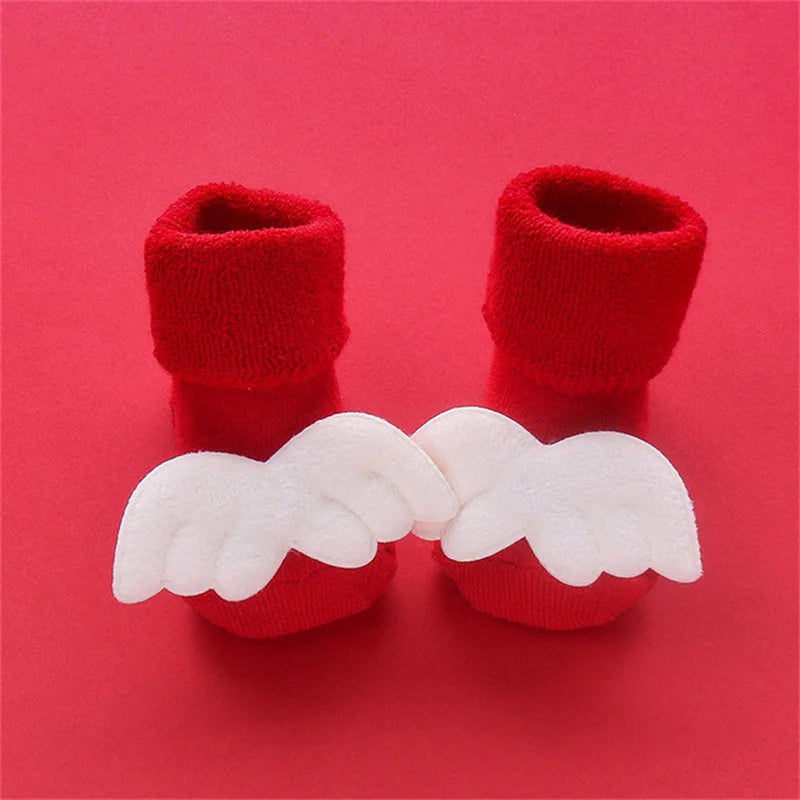 Baby Boys Girls Christmas Red Socks Spring Autumn Winter Anti Slip