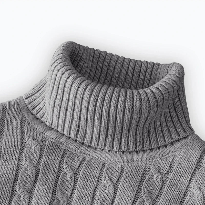 2026 New Men's High Neck Sweater Solid Color Pullover Knitted Warm Casual Turtleneck Sweatwear Woolen Mens Winter Outdoor Tops