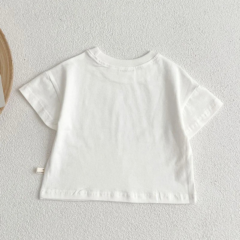Summer Baby Boys Girls T-shirt Toddler Solid Color Top Clothes Korean