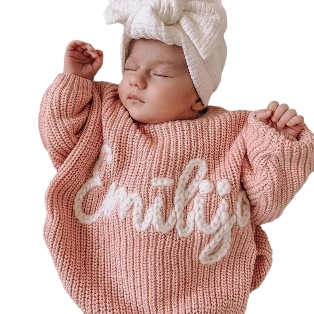 Custom Name Kids Clothes Girls Boys Personalized Baby Sweaters Handmade