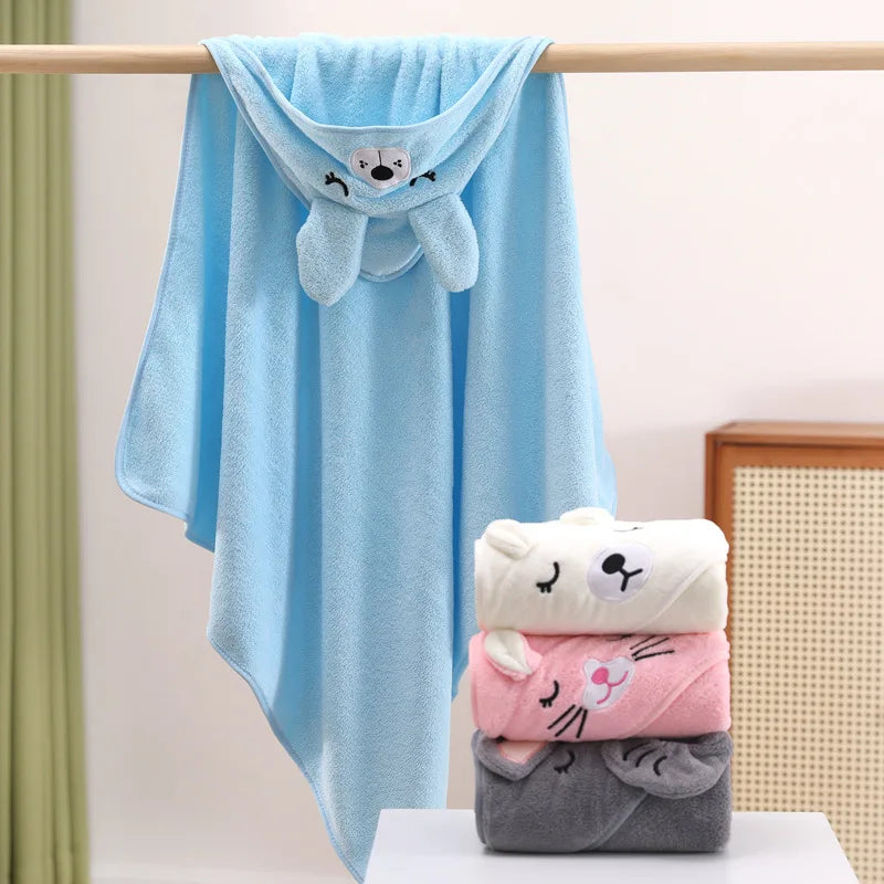 Cartoon Baby Bath Towels Soft Newborn Hooded Towel Blanket Cute Toddler