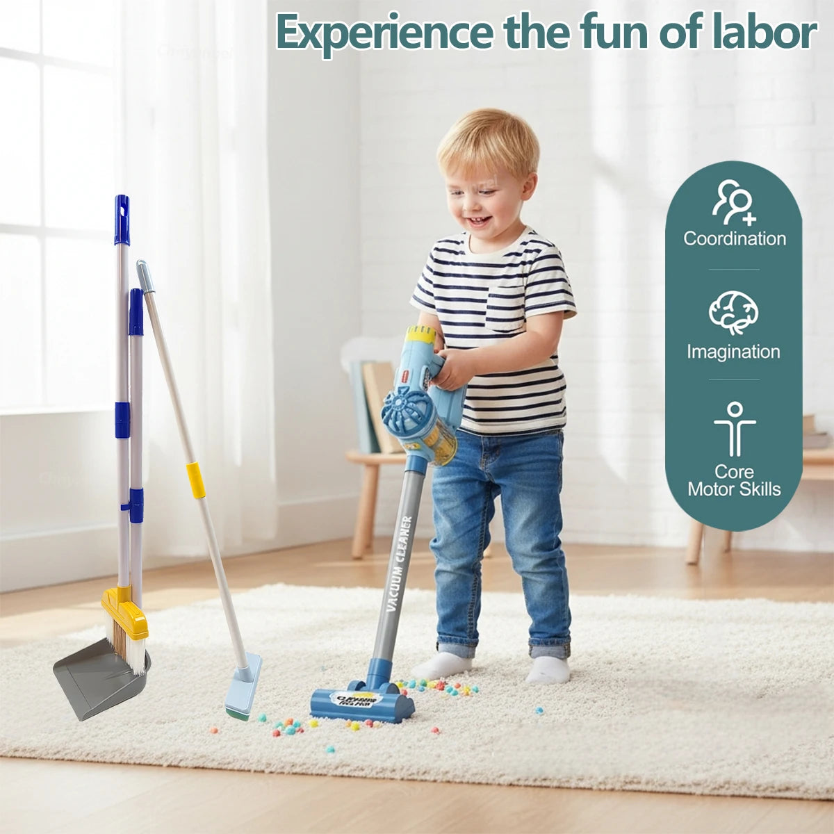 Kids Simulation Electric Vacuum Cleaner Cleaning Set for Toddlers