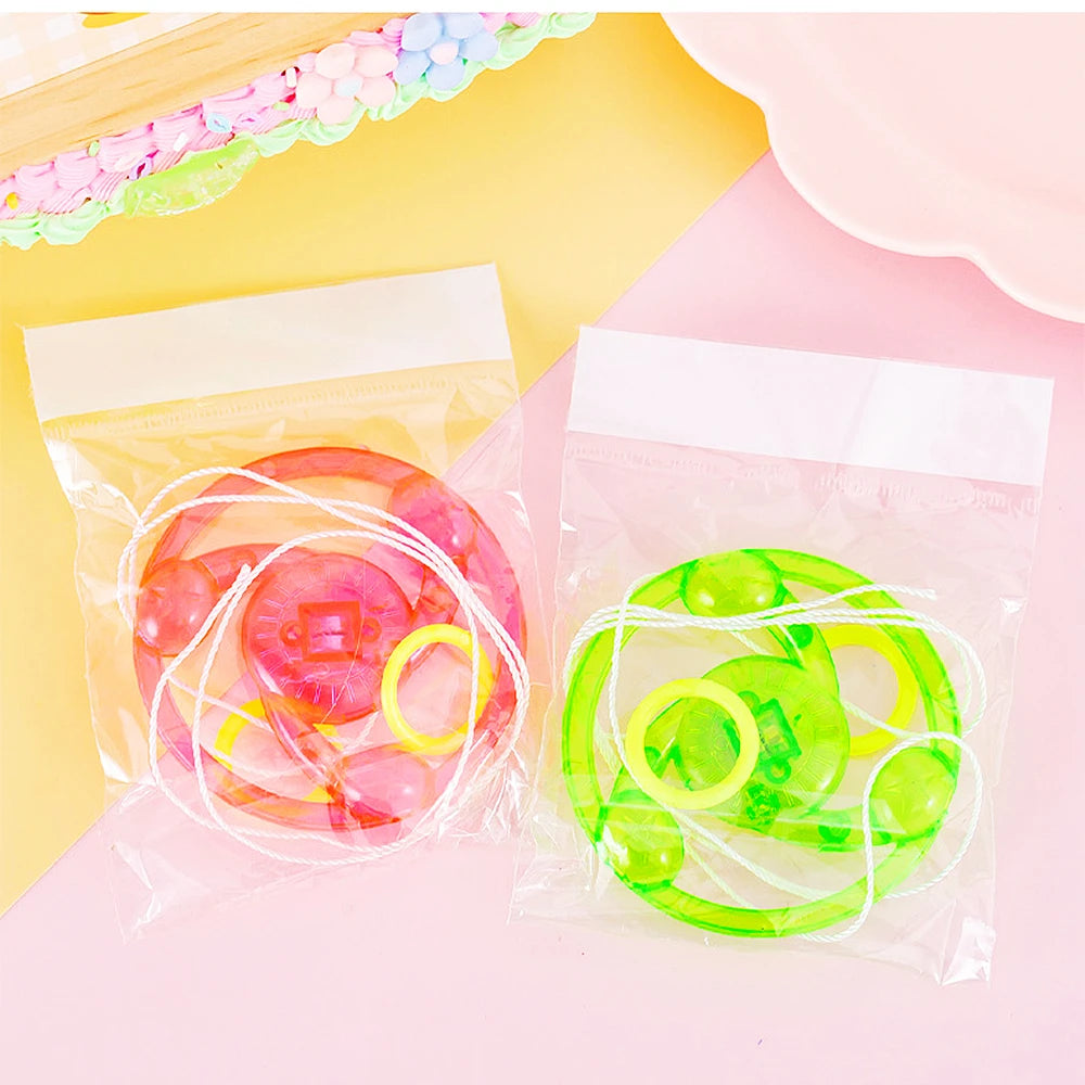 6 Pcs Fun Hand Pulled LED Light Up Flywheel Toy Children's Day Party