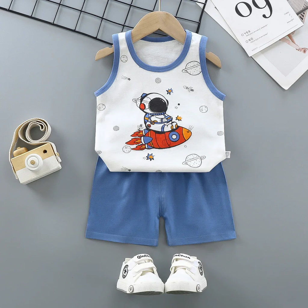 Children Sets Kids Clothes Boys Girls Vest Suit Summer Children's