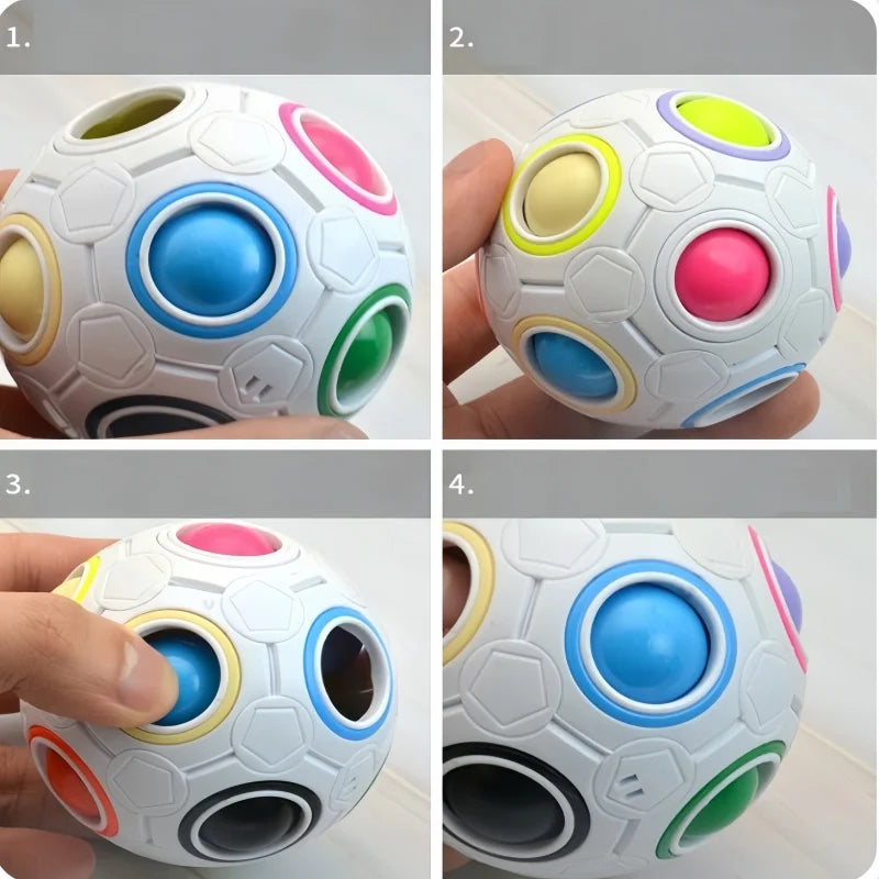 Kids Antistress Cube Magic Fidget Toy Puzzle Rainbow Balls Children