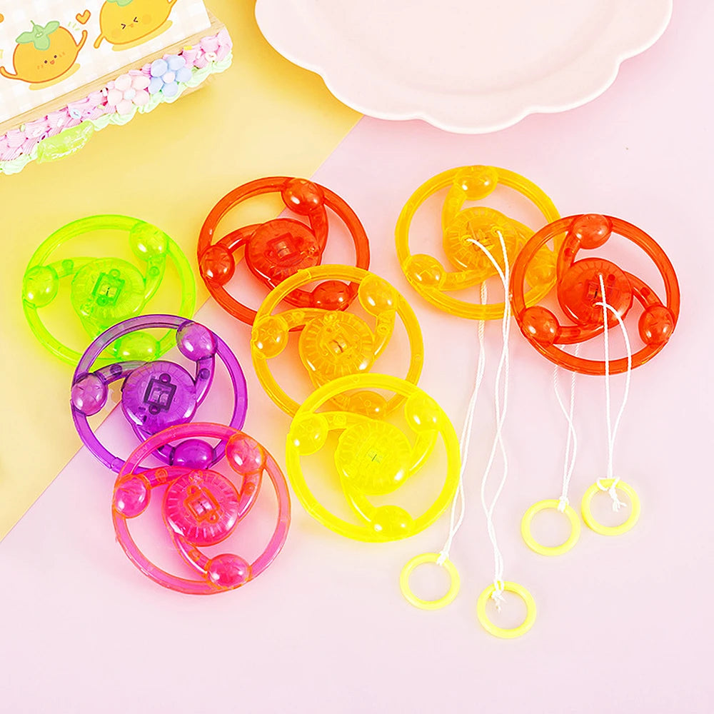 6 Pcs Fun Hand Pulled LED Light Up Flywheel Toy Children's Day Party