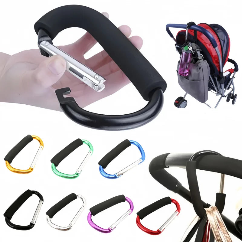 Large Carabiner Stroller Hooks Organizer Aluminum D Ring Spring Snap