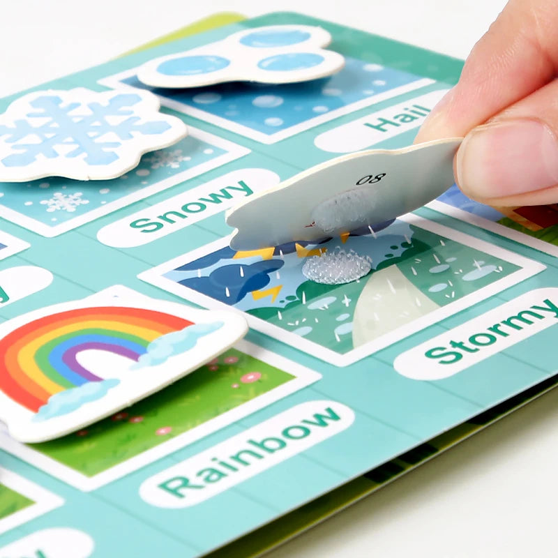 Montessori Scene Stickers DIY Hand-on Puzzle Reusable Books Cartoon