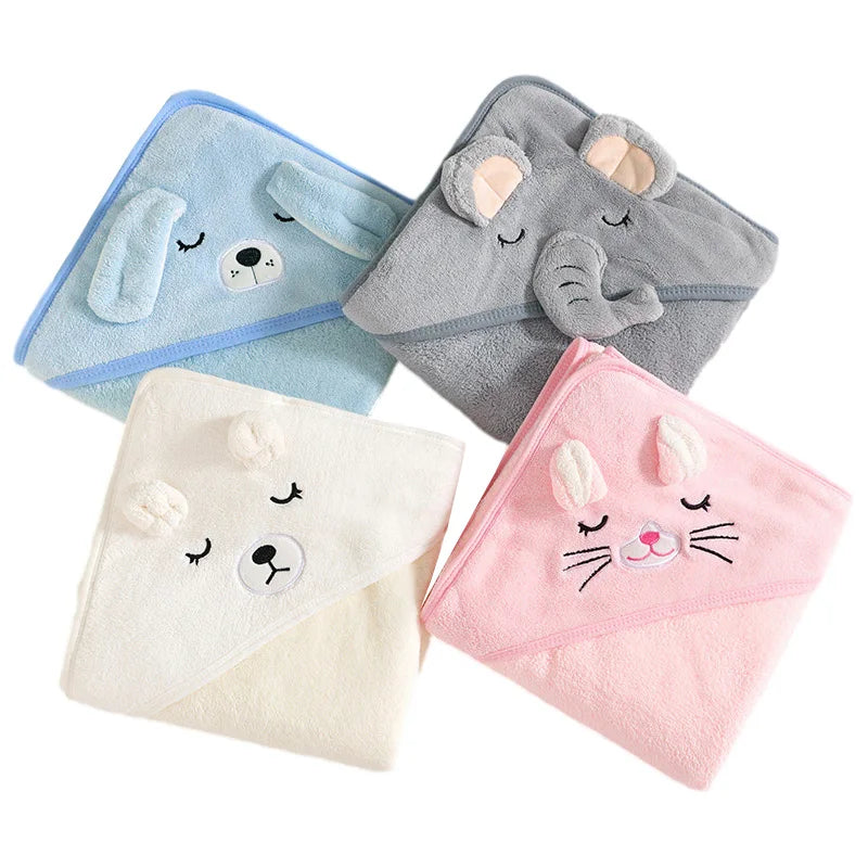 Cartoon Animal Baby Bath Towels Soft Newborn Hooded Towel Blanket