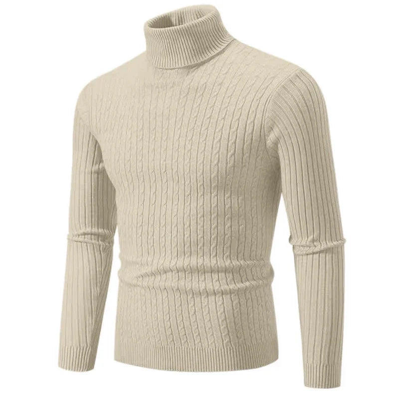2026 New Men's High Neck Sweater Solid Color Pullover Knitted Warm Casual Turtleneck Sweatwear Woolen Mens Winter Outdoor Tops