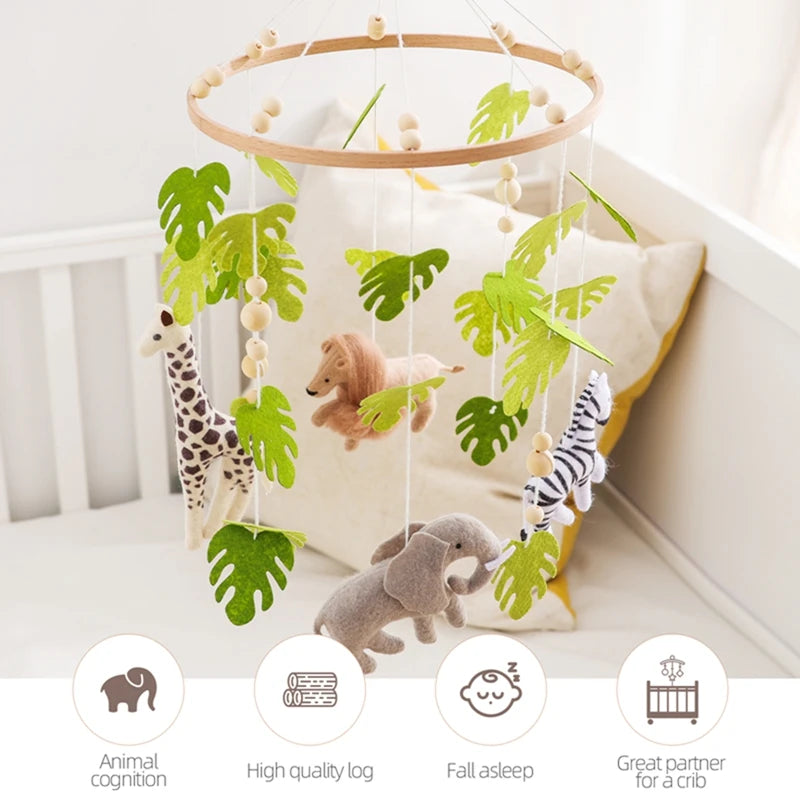 Baby Crib Mobile Rattle Toy For Cartoon Felt Forest Animal Bed Bell