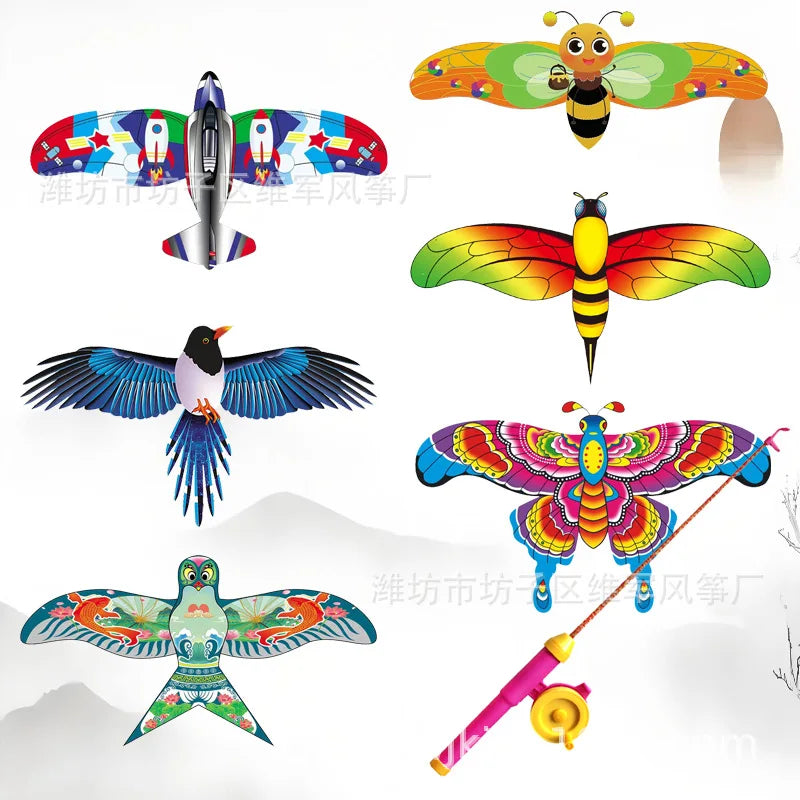 Children Kite Toy Cartoon Eagle Foldable Mini Plastic Toy Kite Hand