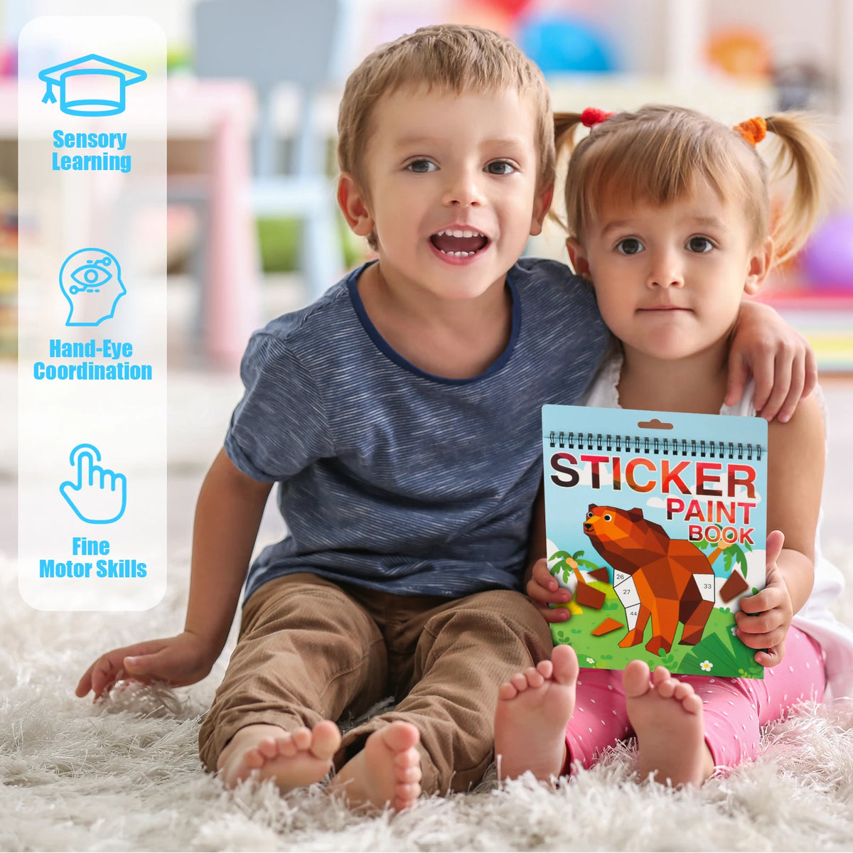 1PCS Sticker Book Crafts Ages 4-8, Sticker by Number for brain