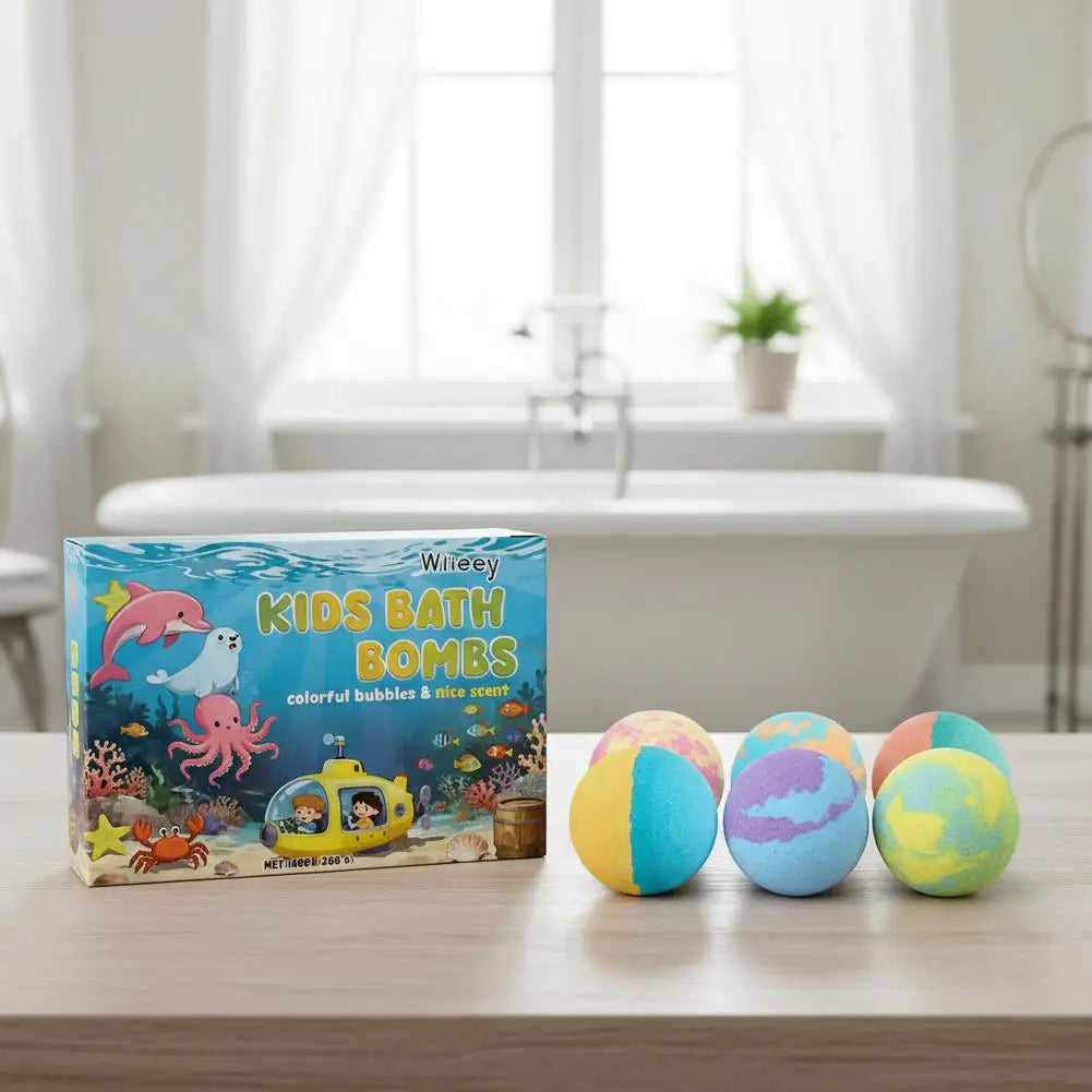Kids Colorful Bath Bombs, Bath Color Fizzy Spa Balls Set Bathtub Fun