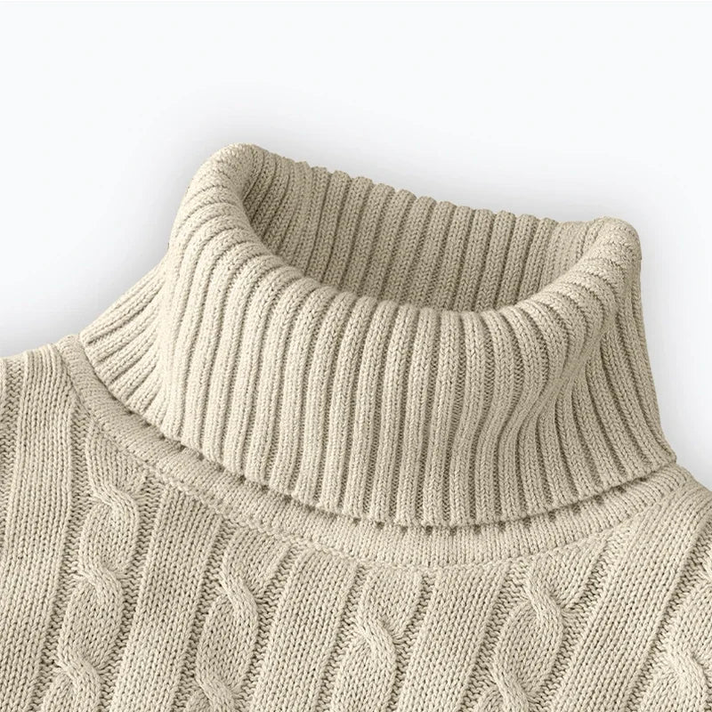 2026 New Men's High Neck Sweater Solid Color Pullover Knitted Warm Casual Turtleneck Sweatwear Woolen Mens Winter Outdoor Tops