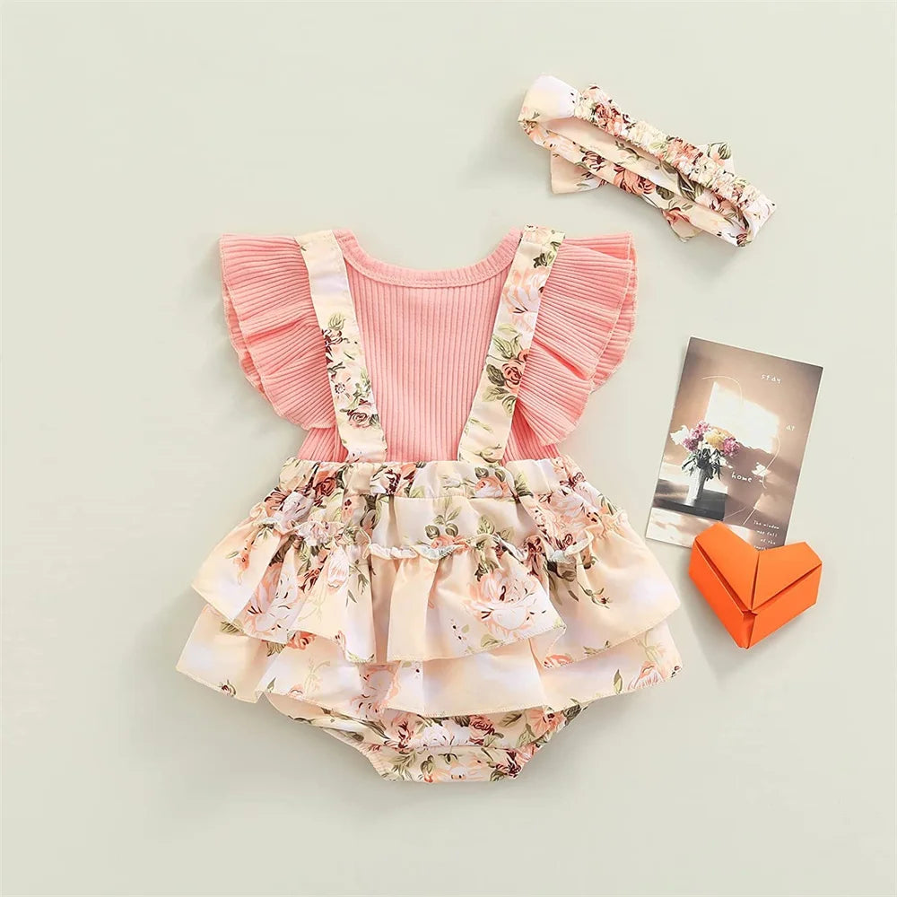 Kids Dress For Cotton Ruffle Sleeve Cute Butterfly Floral Summer