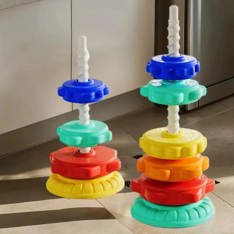 Baby Montessori Rotating Rainbow Tower Spinning & Stacking Puzzle Toy