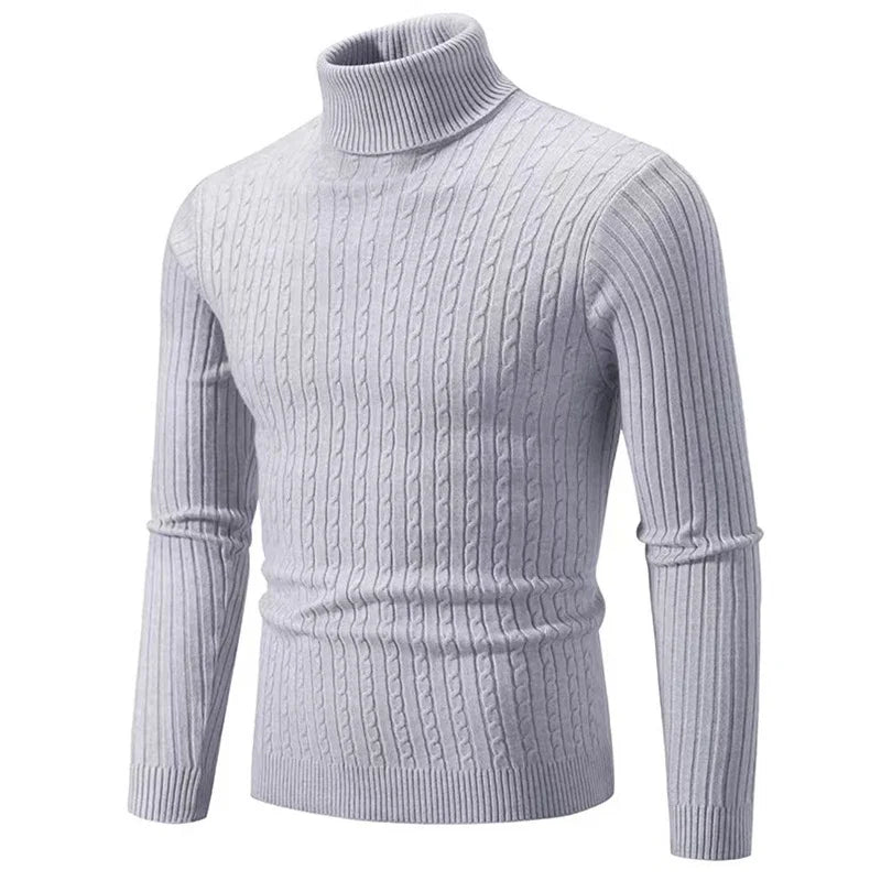 2026 New Men's High Neck Sweater Solid Color Pullover Knitted Warm Casual Turtleneck Sweatwear Woolen Mens Winter Outdoor Tops