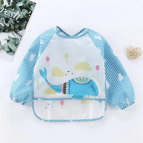 Baby Long Sleeve Scarf Waterproof Toddler Art Smock Feeding Bib Apron