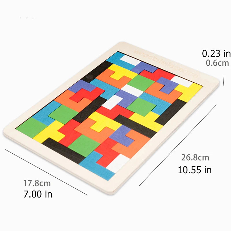 Colorful Wooden Puzzle Toy Tangram Montessori Materials Children's
