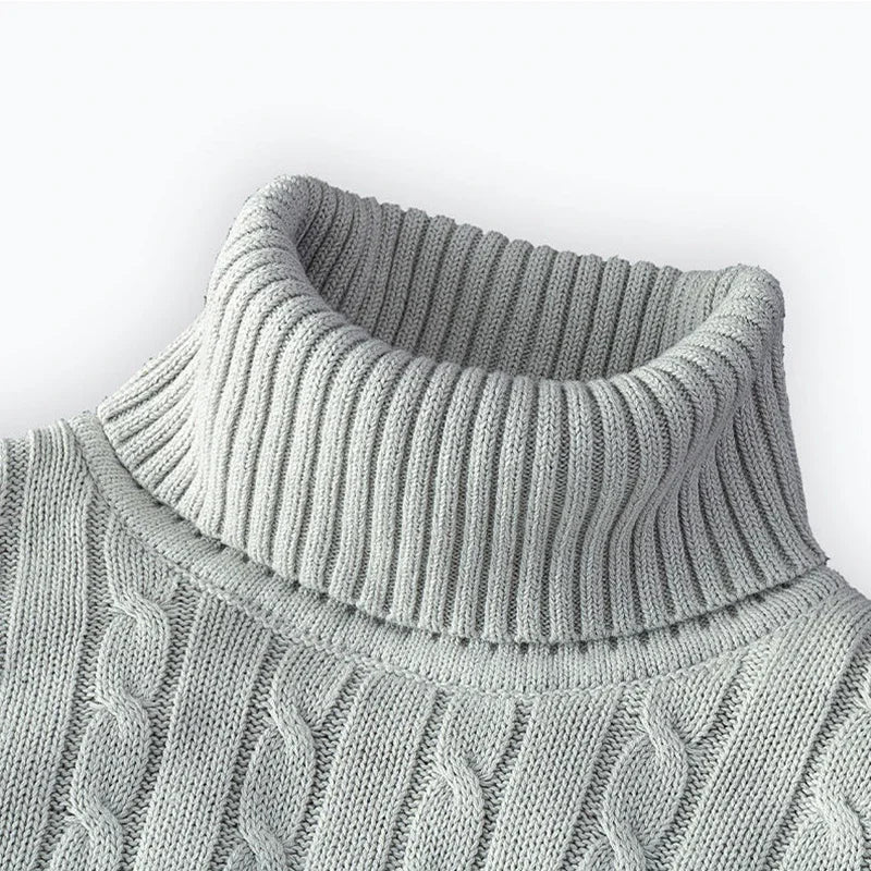 2026 New Men's High Neck Sweater Solid Color Pullover Knitted Warm Casual Turtleneck Sweatwear Woolen Mens Winter Outdoor Tops