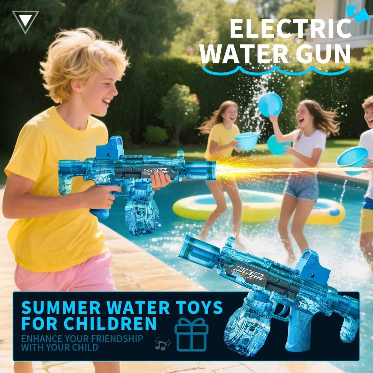 Simulated Firing and Recoil Electric Water Gun Toy Children Automatic
