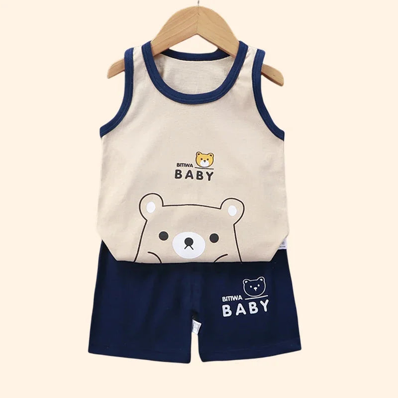 Children Sets Kids Clothes Boys Girls Vest Suit Summer Children's