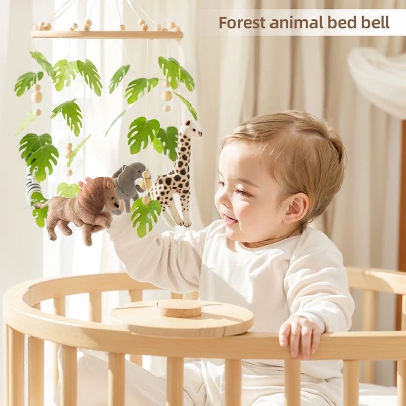 Baby Crib Mobile Rattle Toy For Cartoon Felt Forest Animal Bed Bell