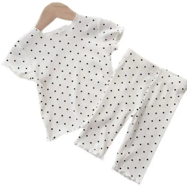 Korean Home Clothes Baby Girls Summer Pajamas Suits Two-piece Flora