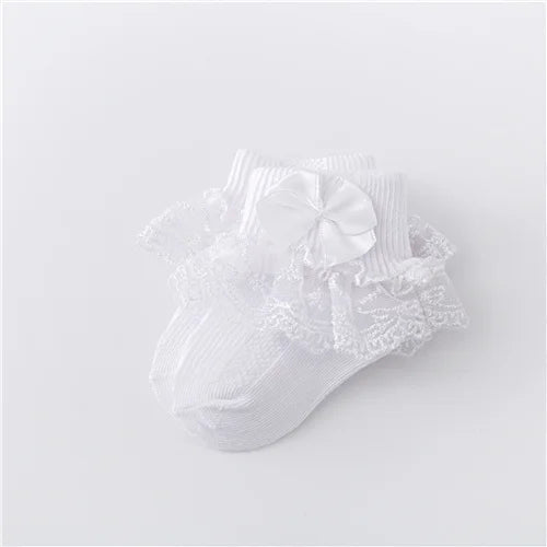 Lawadka Newborn Baby Socks Cotton Lace Infant Girls Sock Princess Bow