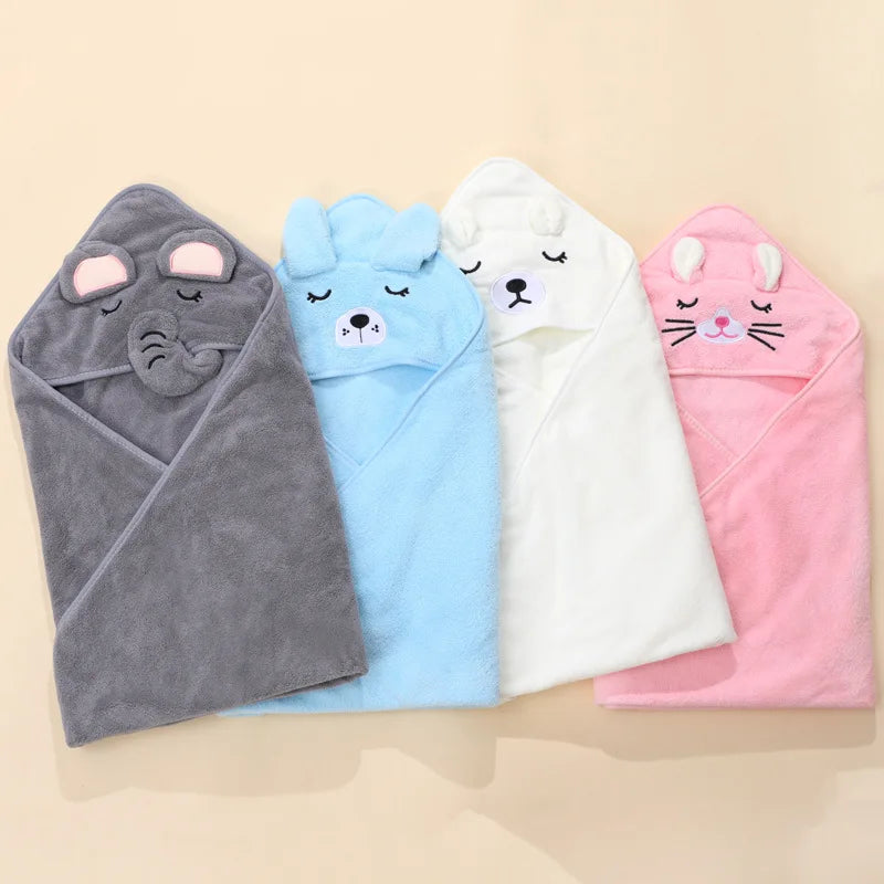 Cartoon Baby Bath Towels Soft Newborn Hooded Towel Blanket Cute Toddler