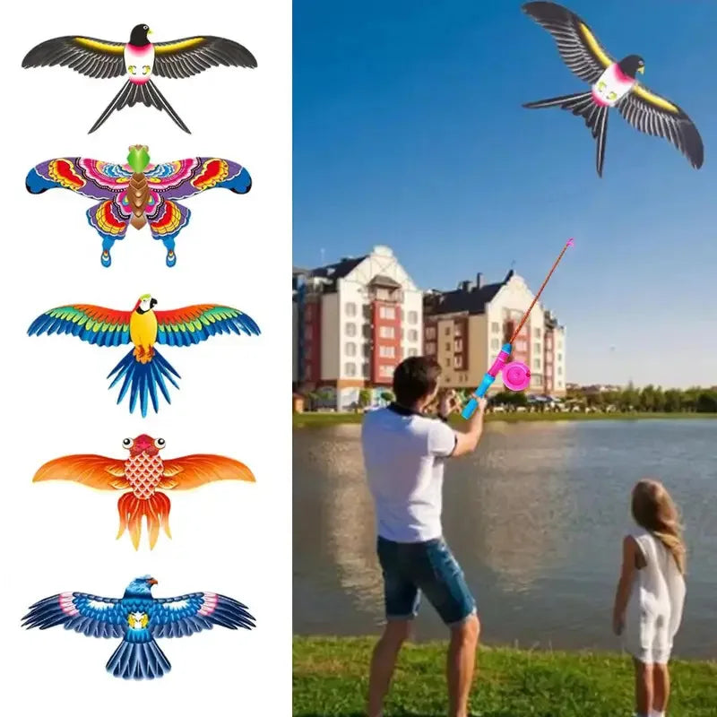 Children Kite Toy Cartoon Eagle Foldable Mini Plastic Toy Kite Hand