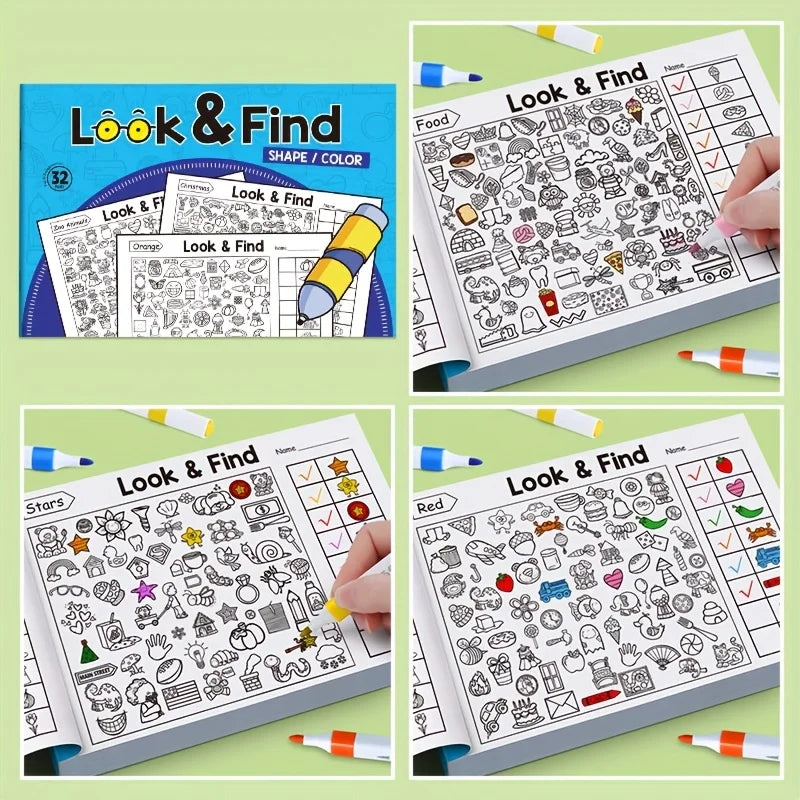 Children's Hidden Objects Coloring Book, with 100+ Find& Color Pages-