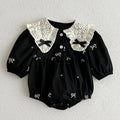 Kids Baby Girls Long Sleeve Sweet Embroider Sisters Rompers Spring