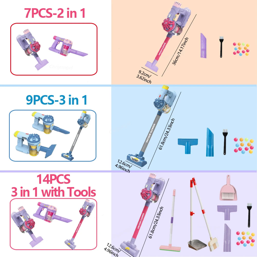 Kids Simulation Electric Vacuum Cleaner Cleaning Set for Toddlers