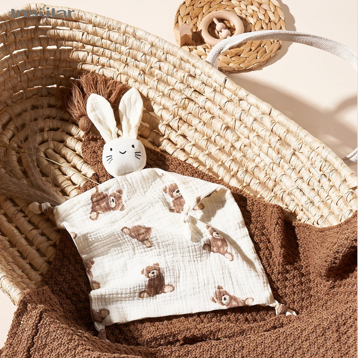 Baby Soothing Towel Soft Rabbit Doll Cotton Teether Infant Comfort