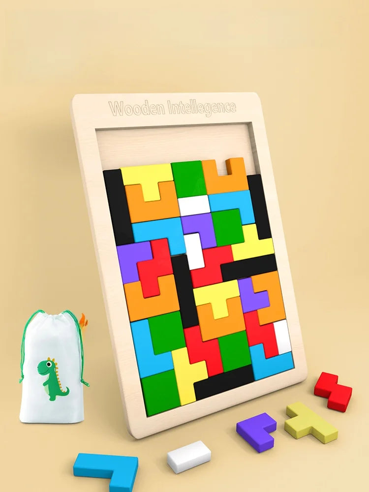 Colorful Wooden Puzzle Toy Tangram Montessori Materials Children's