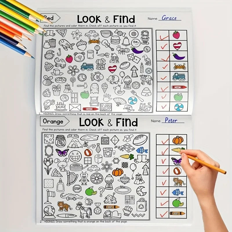 Children's Hidden Objects Coloring Book, with 100+ Find& Color Pages-