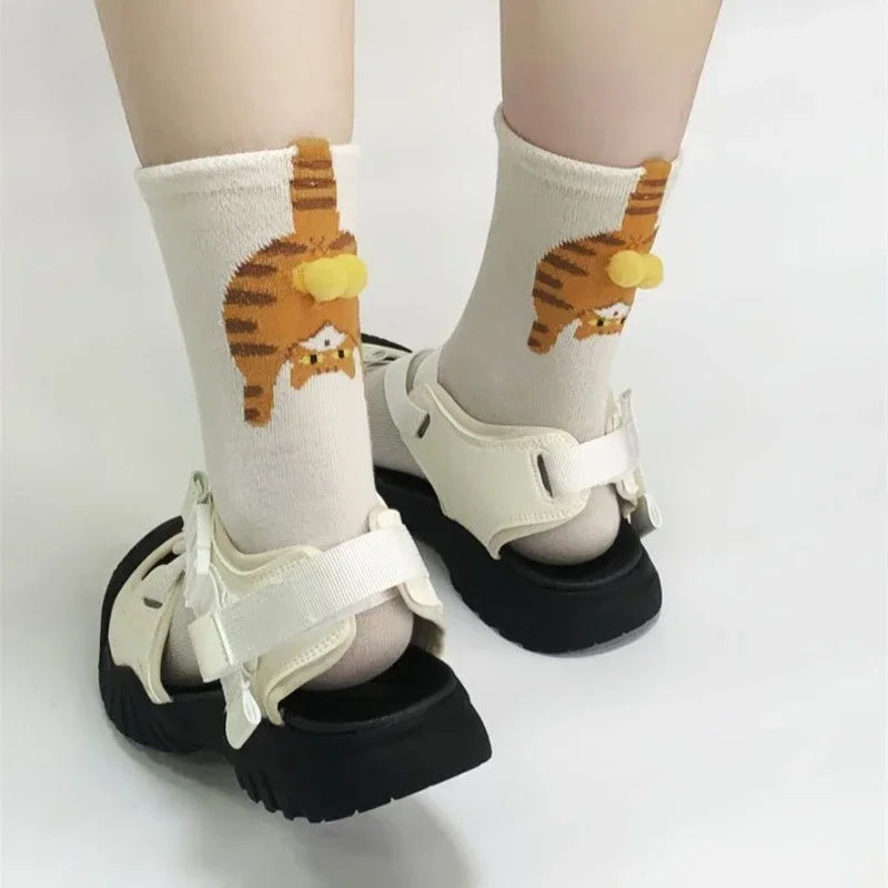 Couple Cat Egg Socks 3D Funny Mid Tube Winter Warm Matching Wear for
